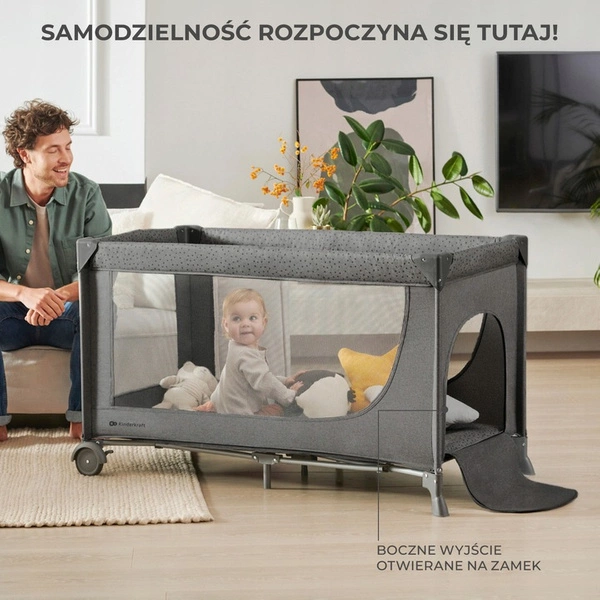 KINDERKRAFT JOY 2 Z AKCESORIAMI Łóżeczko turystyczne 3w1 kojec składane