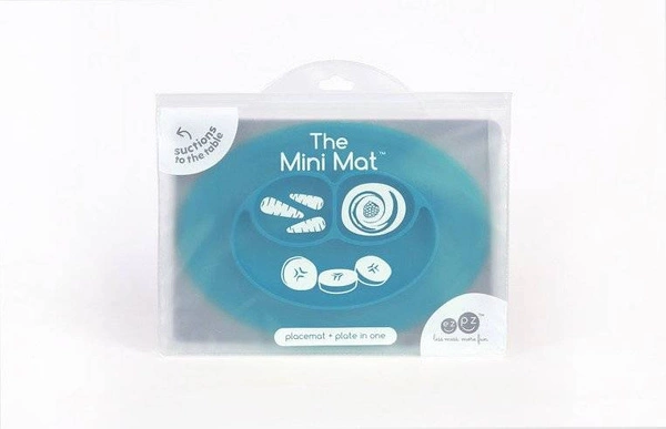 EZPZ - Silikonowy talerzyk z podkładką mały 2w1 Mini Mat niebieski