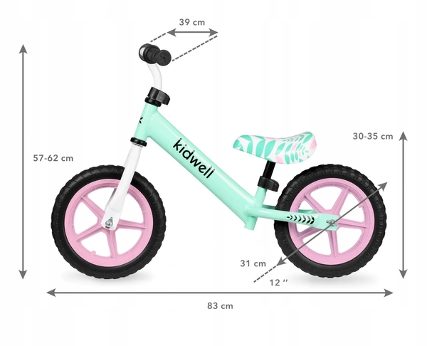 Rowerek biegowy Kidwell REBEL lekki 2,64kg koła 12 eva