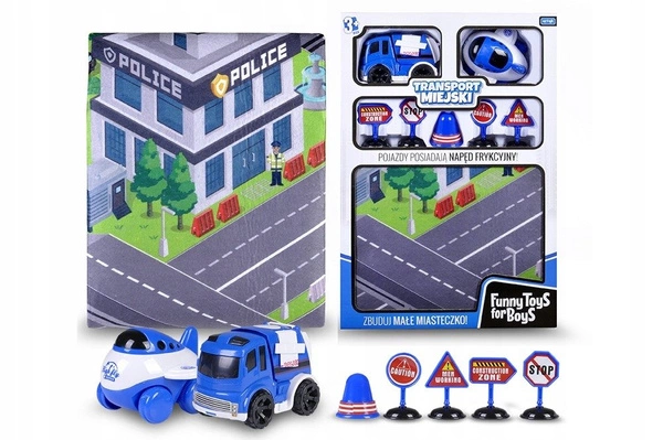 ARTYK TRANSPORT MIEJSKI AUTO POLICJA Z MATĄ ZNAKI