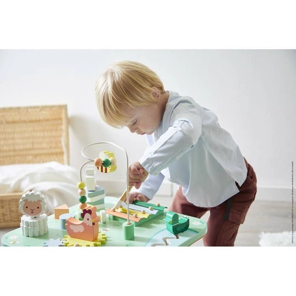 Janod - Wielofunkcyjny stolik edukacyjny drewniany Łąka 12 m+